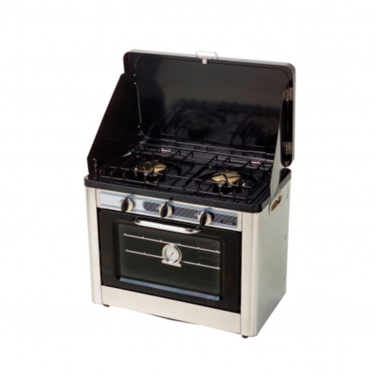 1 - Oven en 2 gasfornuizen Draagbare kampeer- en buitenkeuken